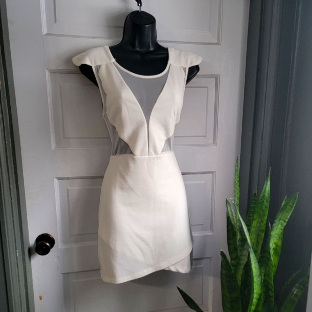 L'Atiste white bodycon mini dress